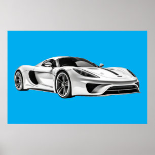 Poster Desenho de carro II (BKGRD AZUL)