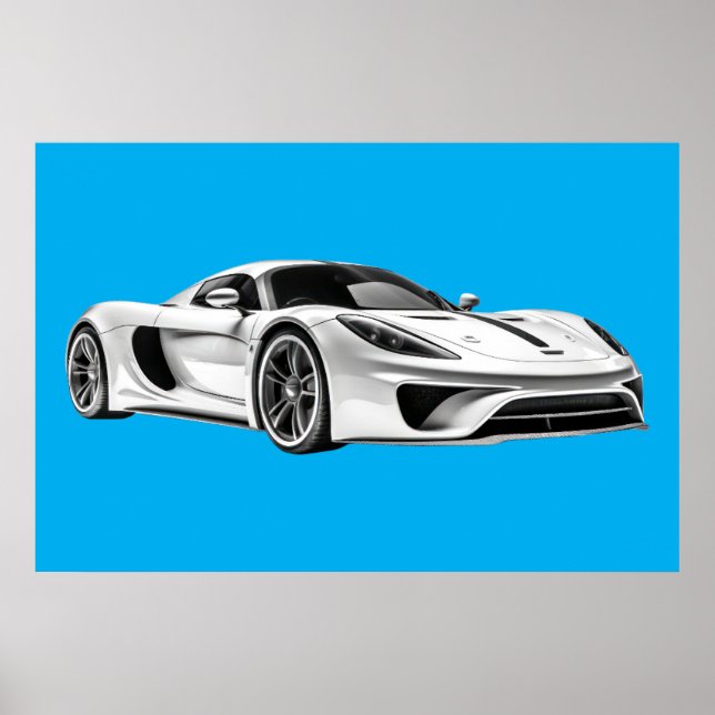 Poster Desenho de carro II (BKGRD AZUL) (Frente)