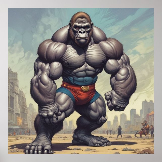 Poster Desenho de Cartoons de Pop de Gorilla Bodybuilder (Frente)
