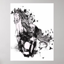 Desenho de Cavalo e Arte Abstrato