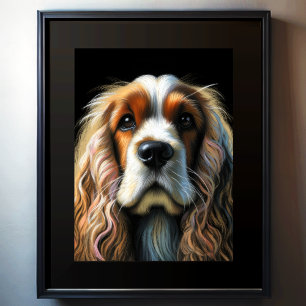 Poster Desenho de Cocker Spaniel em Pastel Duro