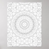 Desenho de Colorir Mandala Floral Geométrica