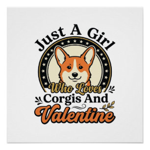 Pôster Desenho de Corgi para o Dia dos Namorados para Ama