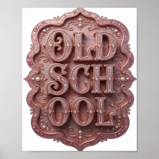 Poster Desenho de declaração em ouro impressionante OLD S (Frente)