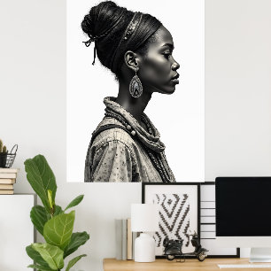 Poster desenho de design de arte de mulher africana