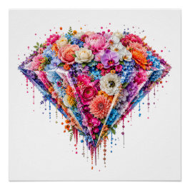 Pôster Desenho de Diamante Floral Primoroso com Arte Gote
