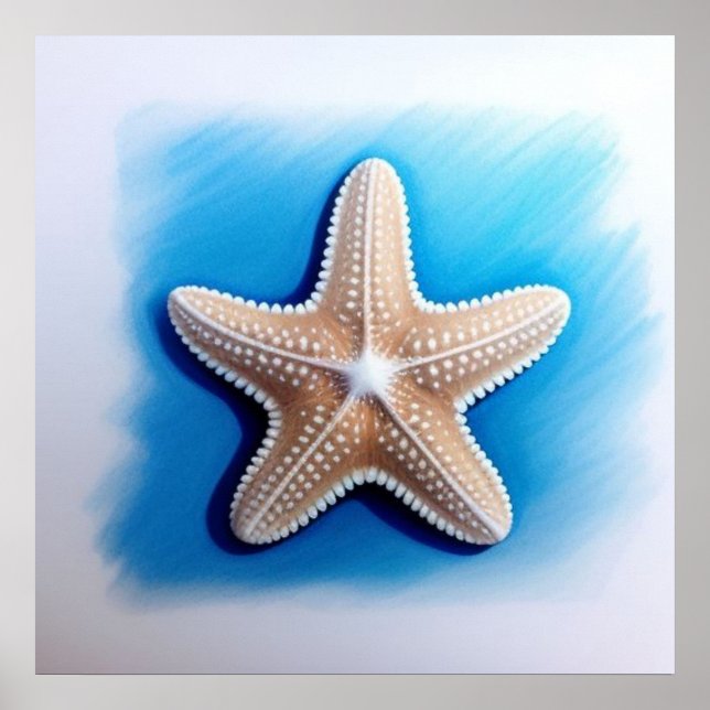 Poster Desenho de Estrela-do-Mar com Giz de Cera (Frente)