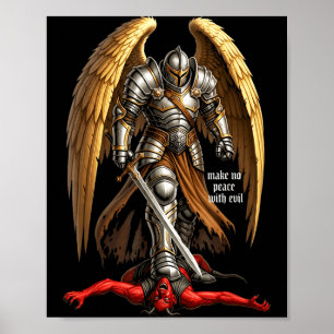 Poster Desenho de Fé do Arcanjo Miguel Não Faça Paz Com
