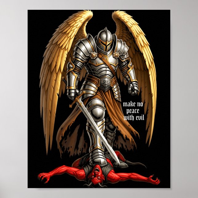Poster Desenho de Fé do Arcanjo Miguel Não Faça Paz Com  (Frente)