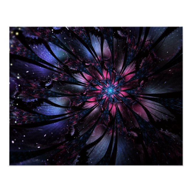 Pôster Desenho de flor fractal abstrata. (Frente)