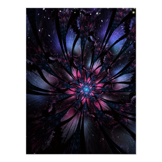 Pôster Desenho de flor fractal abstrata.  (Frente)