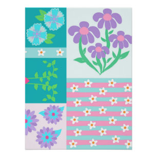 Pôster Desenho de Flores Vibrantes em Flor