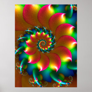Poster Desenho de Fractal em Espiral Colorido