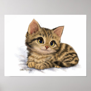 Poster Desenho de gatinho atigrado fofo