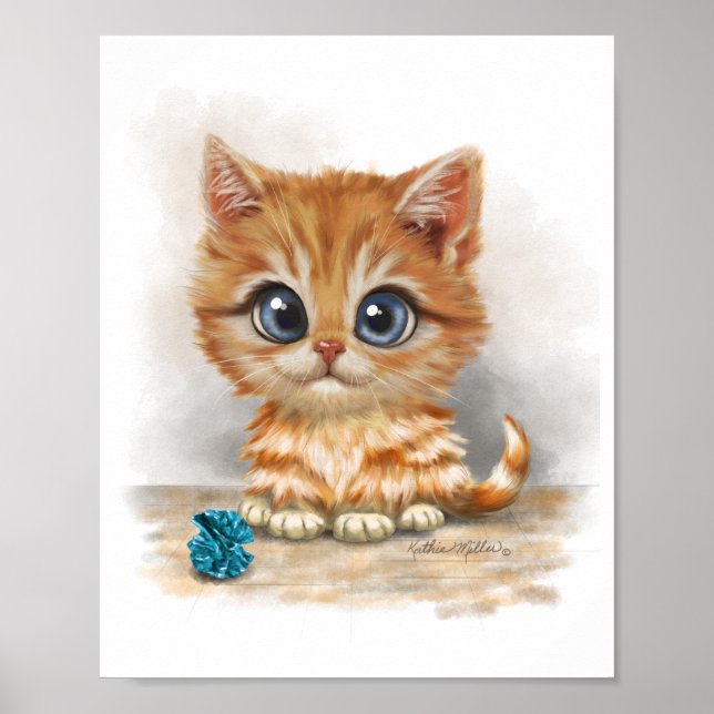Poster Desenho de Gatinho Laranja (Frente)