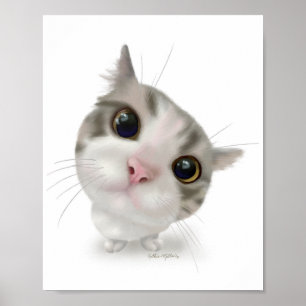 Poster Desenho de gatinho malhado fofo
