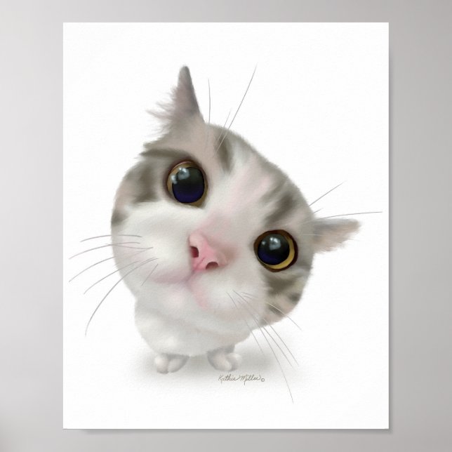 Poster Desenho de gatinho malhado fofo (Frente)