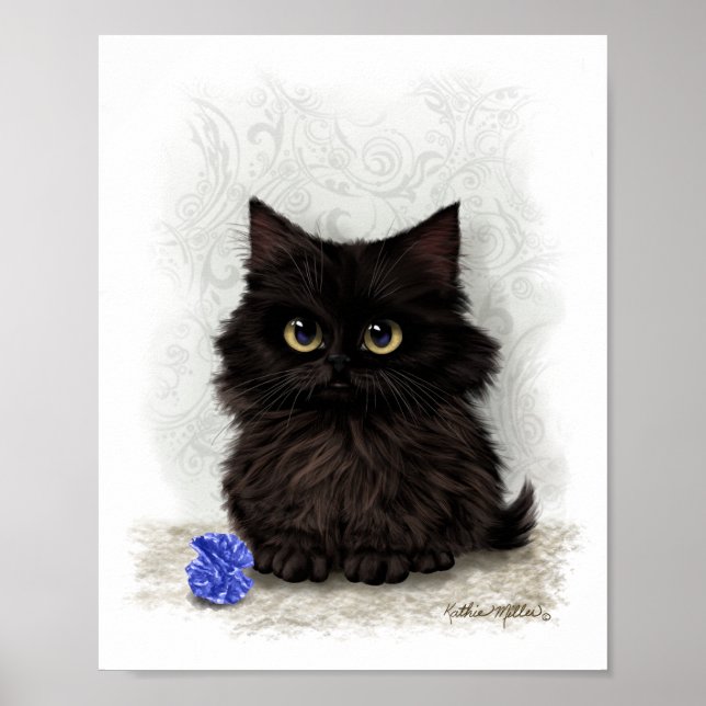 Poster Desenho de gatinho preto (Frente)
