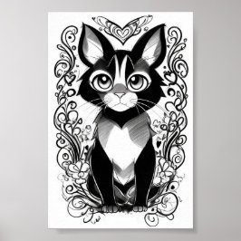 Poster Desenho de Gato Negro