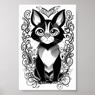 Poster Desenho de Gato Negro