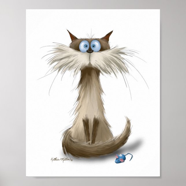 Poster Desenho de Gato Siames (Frente)
