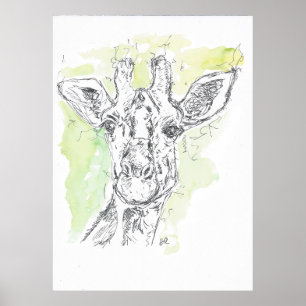 Poster Desenho de girafa.