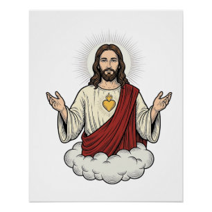 Pôster Desenho de Gravura Vintage Devocional do Sagrado C