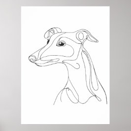 Poster Desenho de Greyhound em Linha Cinza - Design Minim