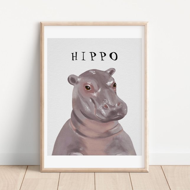 Poster Desenho de Hipopótamo Fofo Personalizável para Pos (Criador carregado)