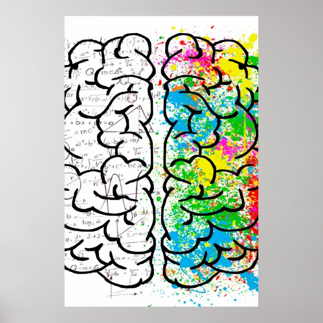 Poster Desenho de ideias de psicologia da mente cerebral (Frente)
