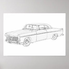 Pôster Desenho de lápis preto e branco 1955 Chrysler 300