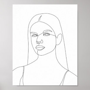 Poster Desenho de Linha de uma Mulher Bonito