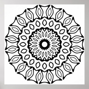 Poster Desenho de Mandala com Arco Ornamentado e Padrão d