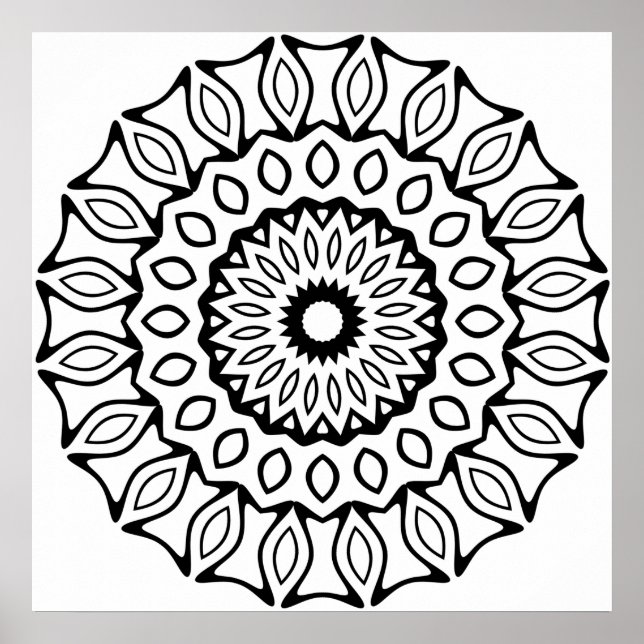 Poster Desenho de Mandala com Arco Ornamentado e Padrão d (Frente)