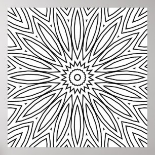 Poster Desenho de Mandala de Explosão de Pétala Irradiant