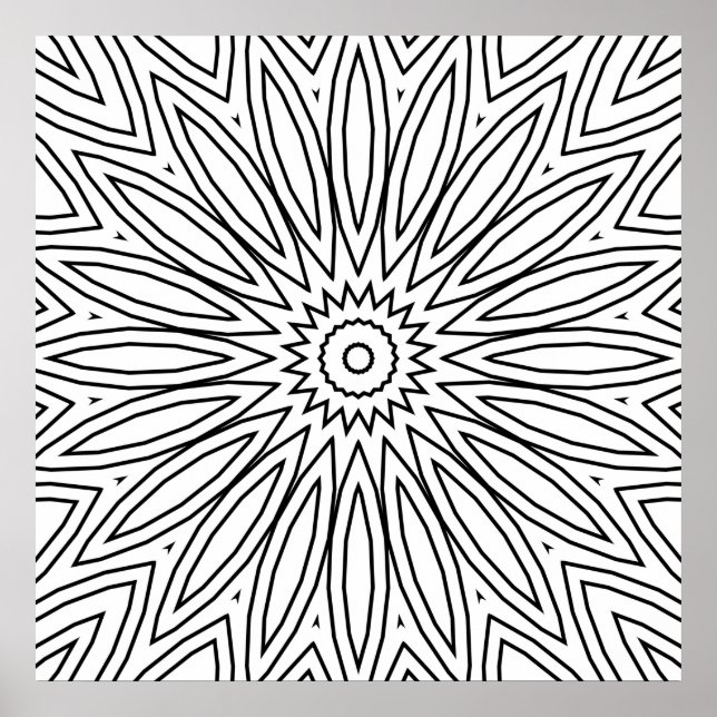 Poster Desenho de Mandala de Explosão de Pétala Irradiant (Frente)