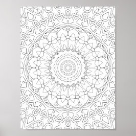 Poster Desenho de Mandala de Pétala de Estrela Irradiante