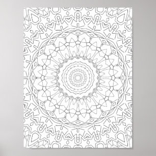 Poster Desenho de Mandala de Pétala de Estrela Irradiante