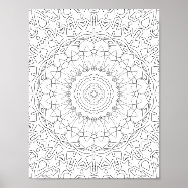 Poster Desenho de Mandala de Pétala de Estrela Irradiante (Frente)