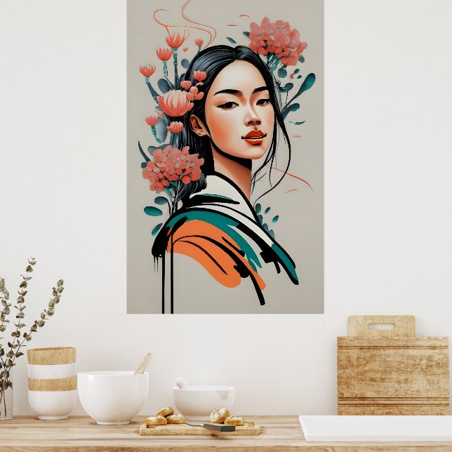 Poster desenho de menina (Cozinha)