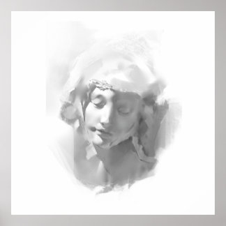 Poster Desenho de Mulher de Estátua de Arte Mural