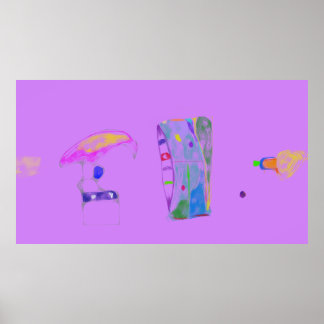 Poster Desenho de Objetos Abstratos Rosa 