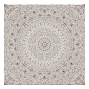 Pôster Desenho de padrão de mandala bege e castanho