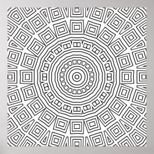 Poster Desenho de Padrão de Mandala em Espiral Quadrada G