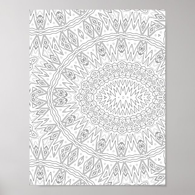 Poster Desenho de Padrão de Mandala em Explosão Solar Tri (Frente)