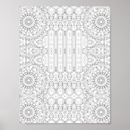 Poster Desenho de Página para Colorir com Coração e Padrã