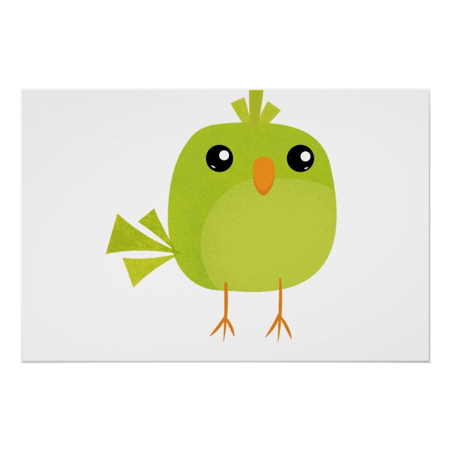 Pôster Desenho de Pássaro Verde   (Frente)