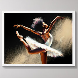 Poster Desenho de Pastel Dançarino Negro Ballerina