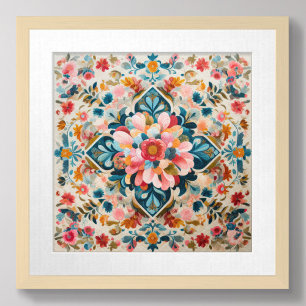 Poster Desenho de Pastel de um Bloco de Padrão Floral