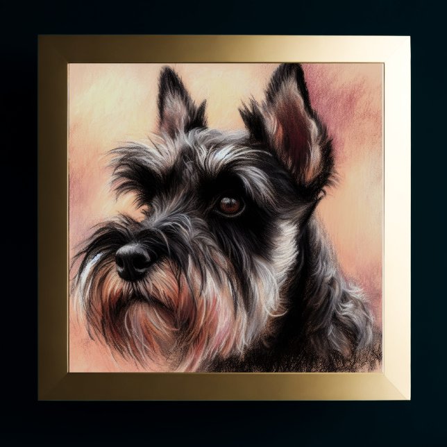 Poster Desenho de Pastel de um Cachorro Schnauzer (Criador carregado)